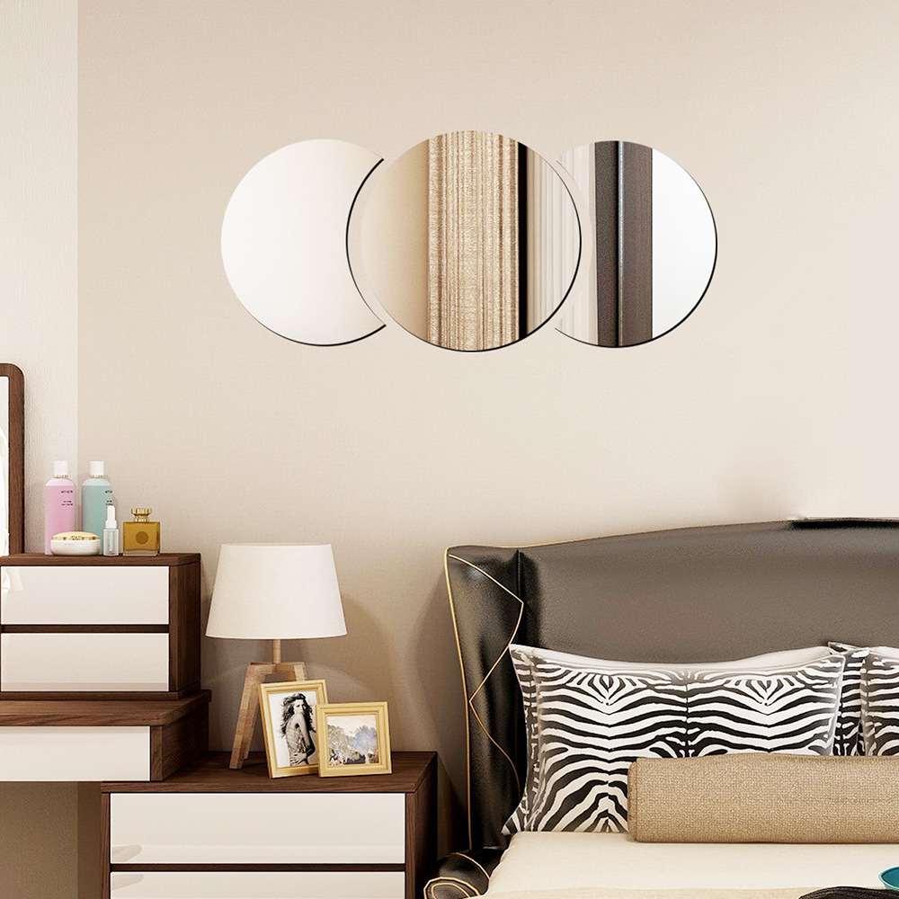 Wholesale wall mirror stickers  acrylic circle decorative mirror Decal for Home Living Room Bedroom