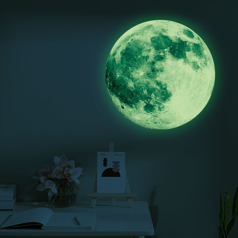 Custom 3D Luminous Wall Sticker Removable Self-Adhesive Glow Moonin the dark Sticker for Kids Room