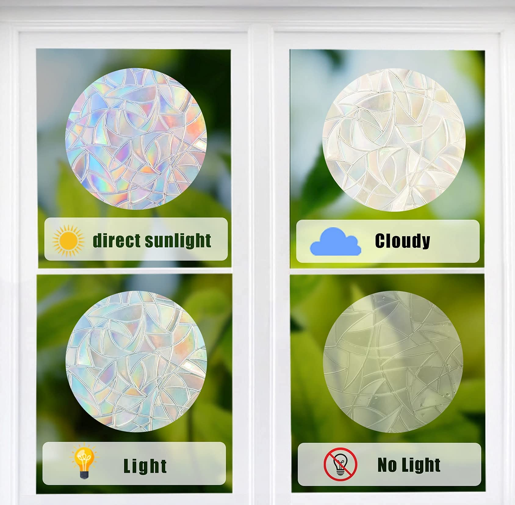 Moon Phase Window Clings Static Rainbow Glass Stickers Alert Decals 3D Sun Catcher Decorations Non Adhesive Prismatic Vinyl