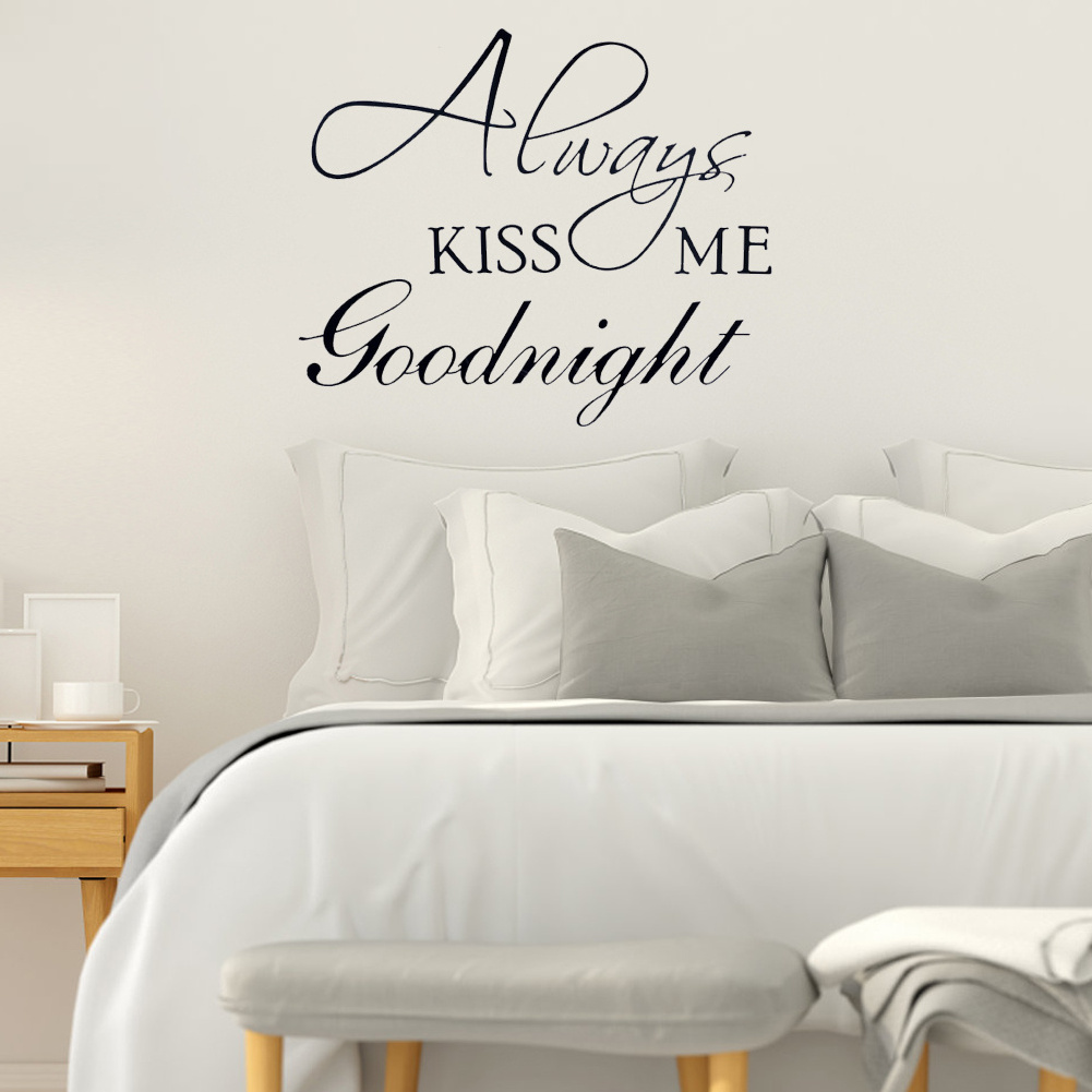 Always kiss me good night vinyl letter sticker custom black alphabet wall sticker decal for kids bedroom decoration