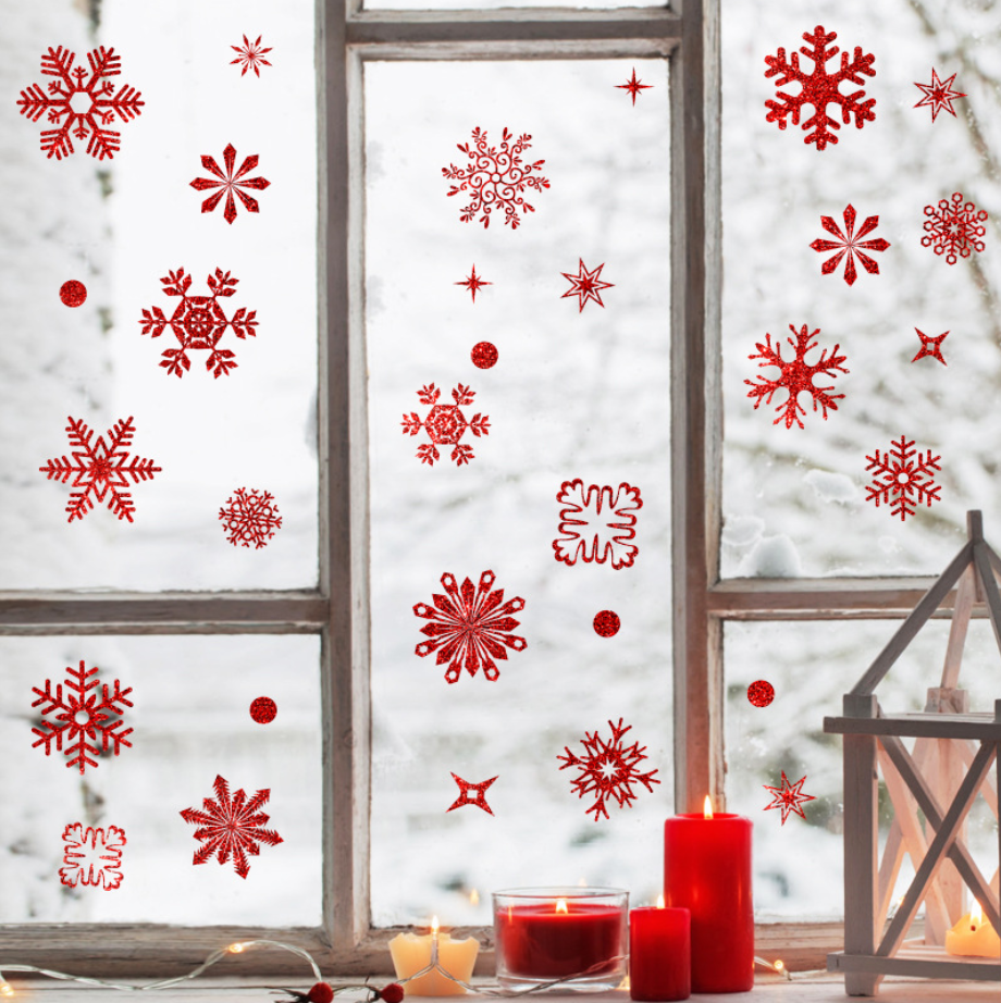 Self adhesive Snowflakes window decals 2022 Christmas decoration Children stickers vinyl cling Wall stickers