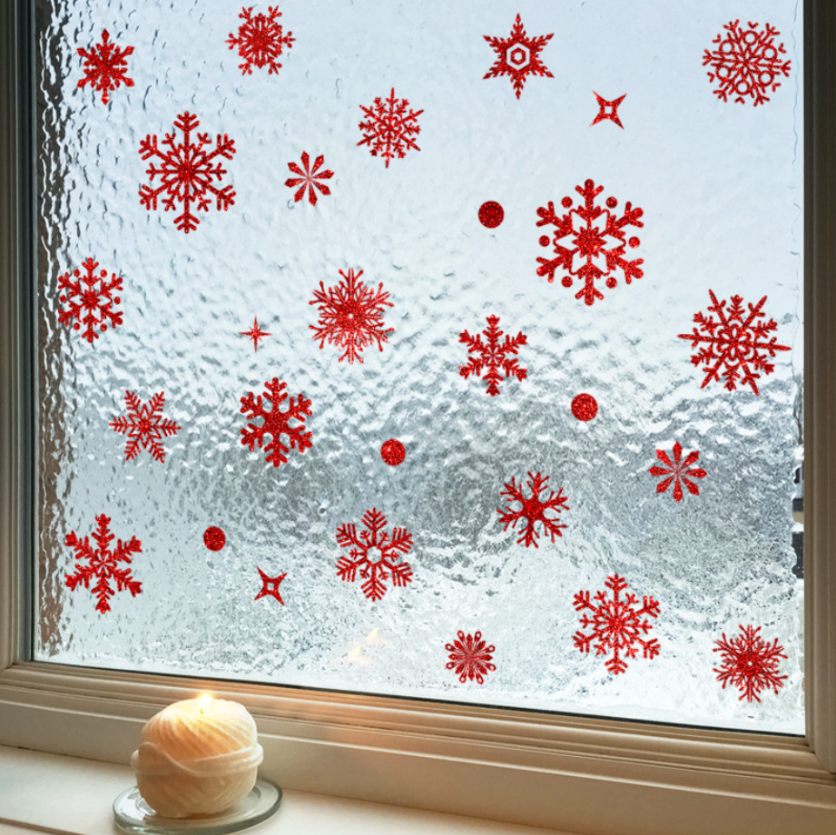 Self adhesive Snowflakes window decals 2022 Christmas decoration Children stickers vinyl cling Wall stickers