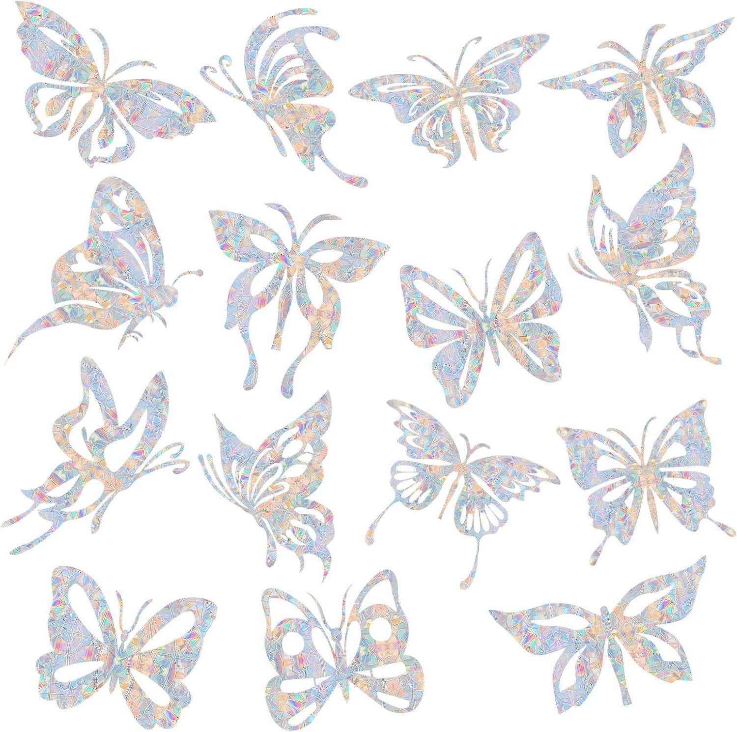 custom holographic butterfly window film anti-collision rainbow clings  to save birds,prismatic vinyl window stickers