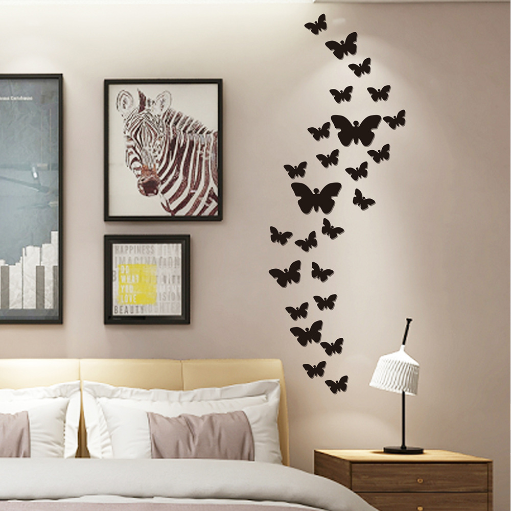 Hot selling butterfly acrylic wall mirror stickers Diy decorative mirror for Home Living Room Bedroom