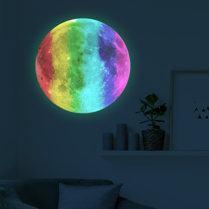 Custom 3D Luminous Wall Sticker Removable Self-Adhesive Glow Moonin the dark Sticker for Kids Room