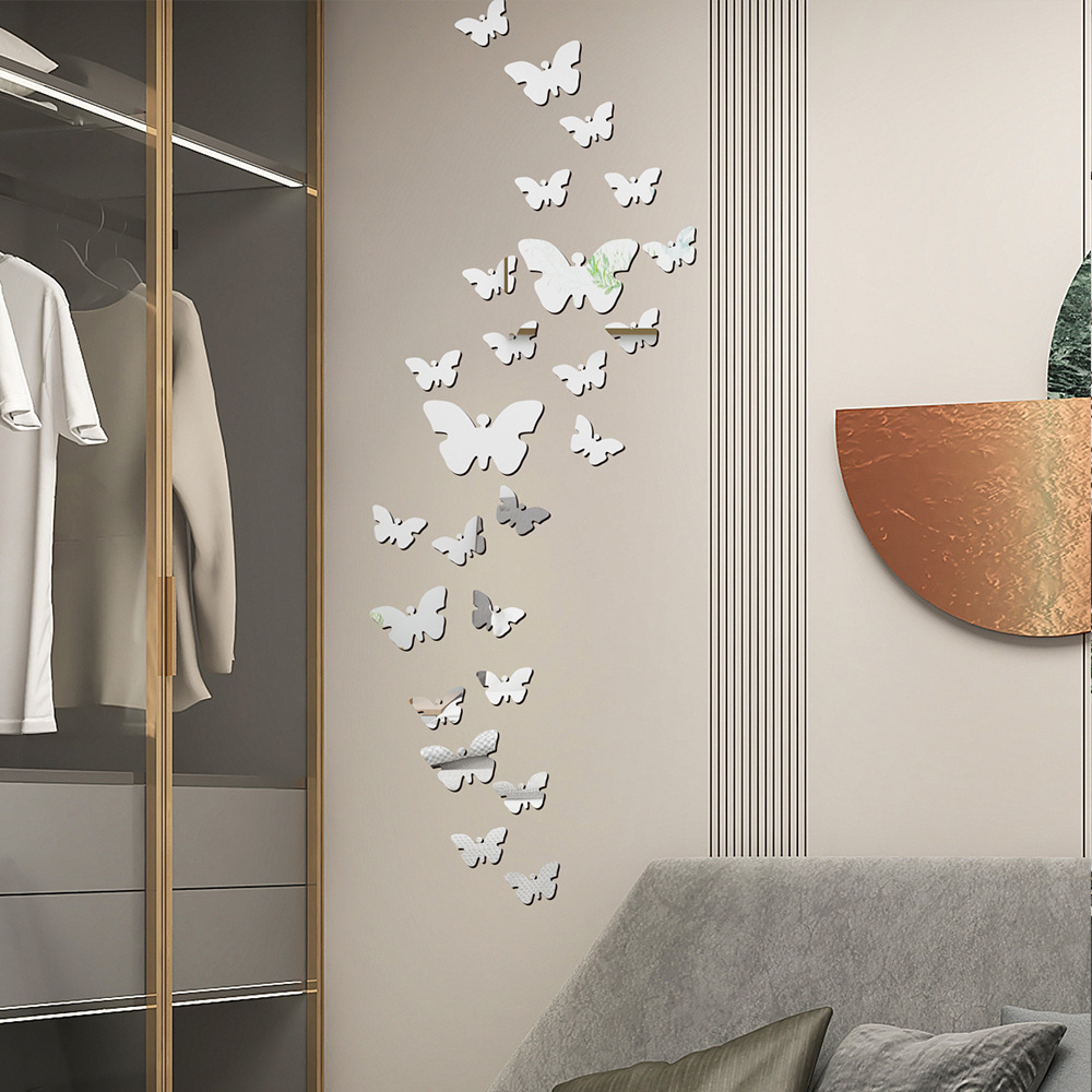 Hot selling butterfly acrylic wall mirror stickers Diy decorative mirror for Home Living Room Bedroom