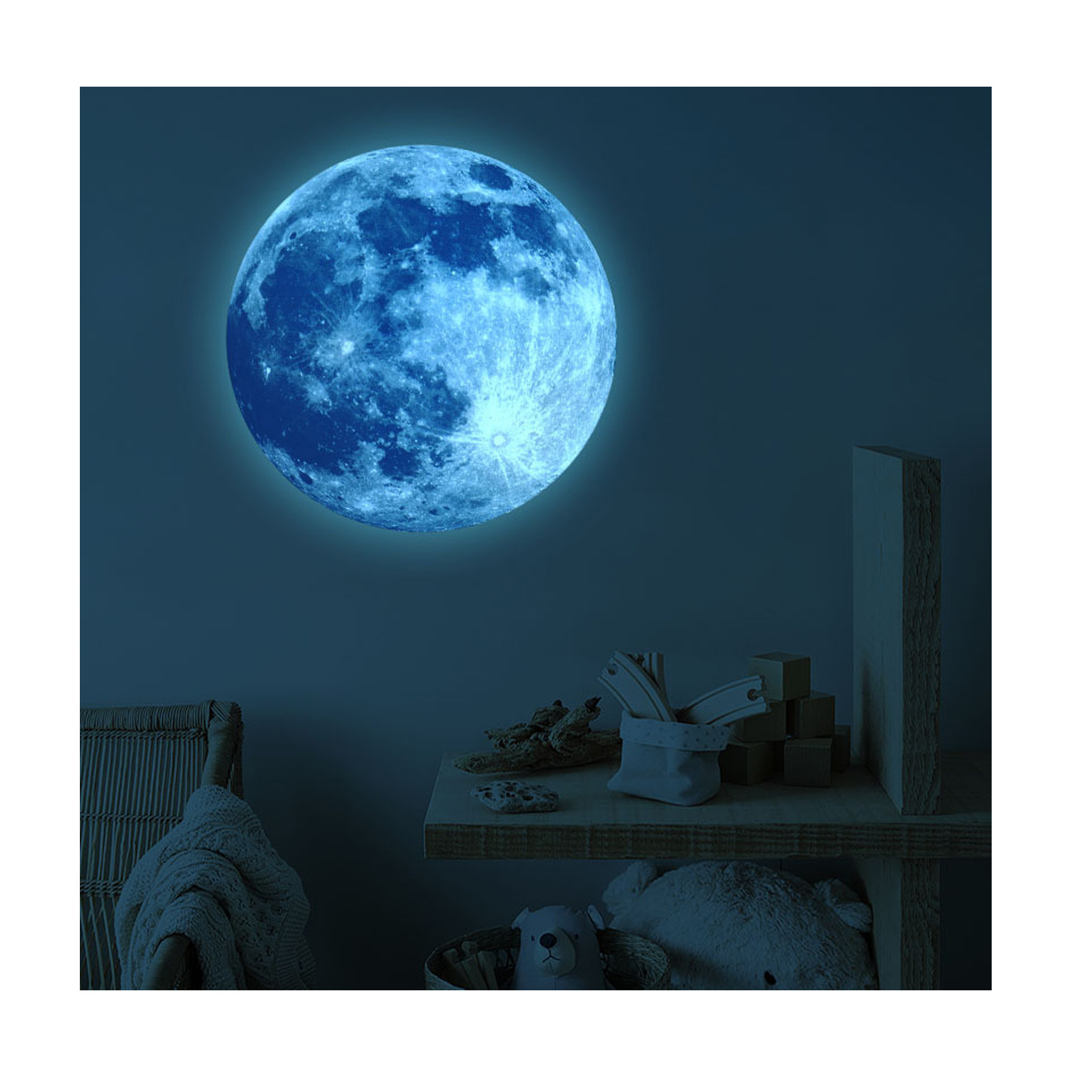 Custom 3D Luminous Wall Sticker Removable Self-Adhesive Glow Moonin the dark Sticker for Kids Room