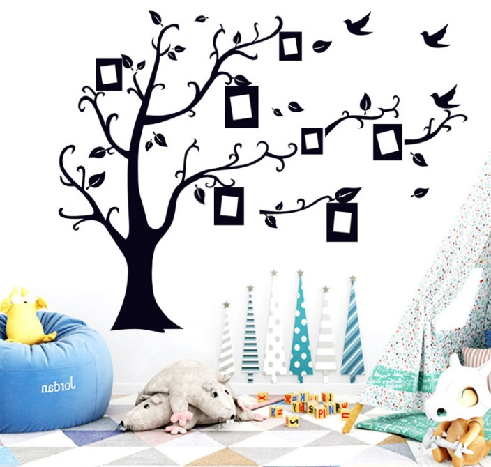 Gline ready to ship 50cmx70cm custom removable pvc black tree wall sticker