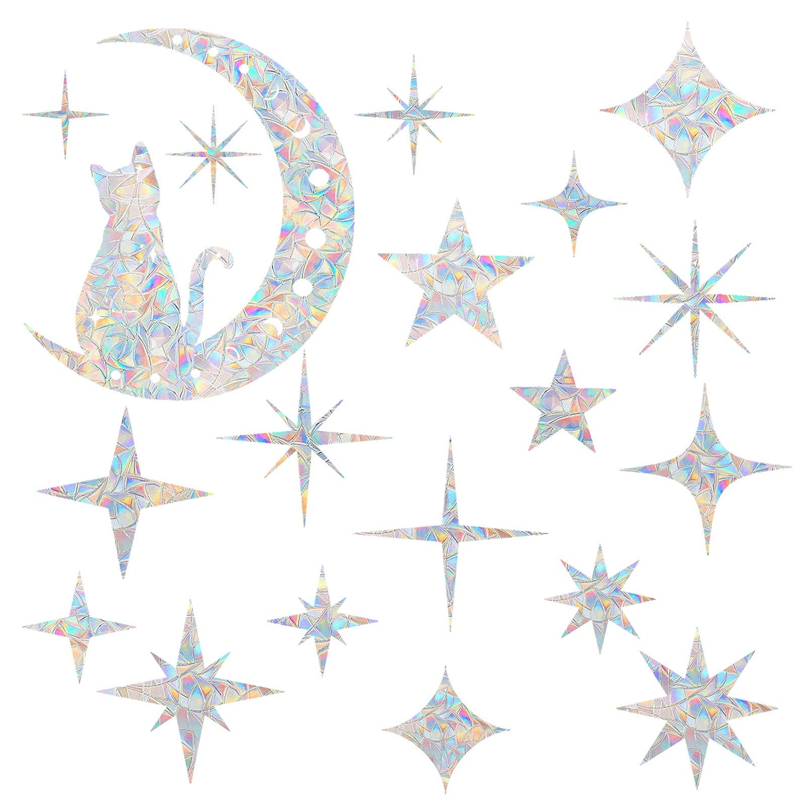 Moon Phase Window Clings Static Rainbow Glass Stickers Alert Decals 3D Sun Catcher Decorations Non Adhesive Prismatic Vinyl