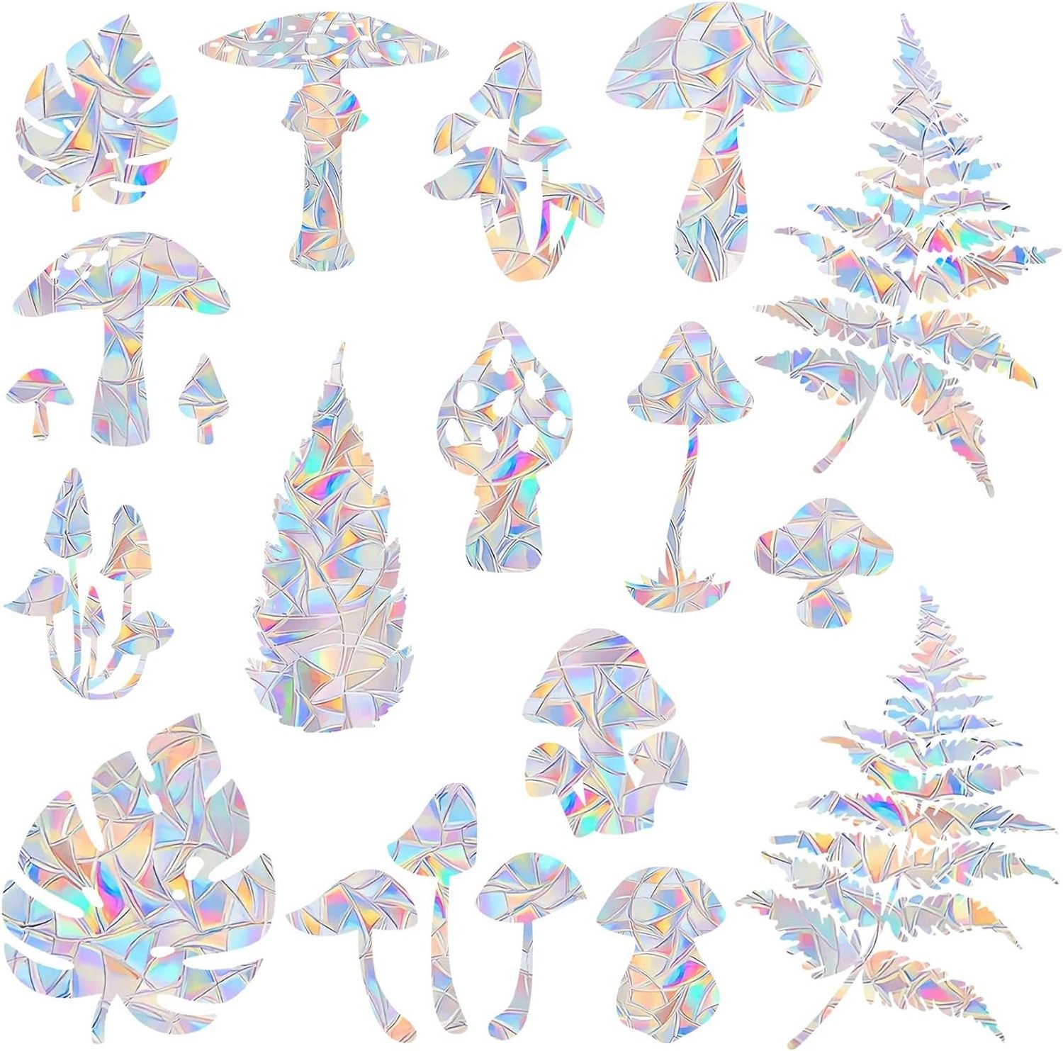 custom leaf window decoration sticker die cut rainbow window clings OEM anti-collision window sticker prismatic rainbow light