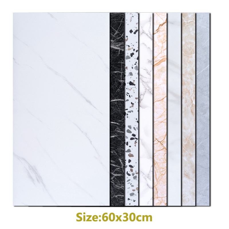 Self adhesive marble tile sticker 3d floor sticker waterproof for bathroom floor tile anti-slip covering 60x60cm