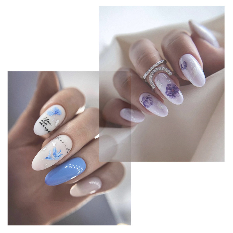 Flower stickers for nail art floral blue nail sticker adhesive decal sticker