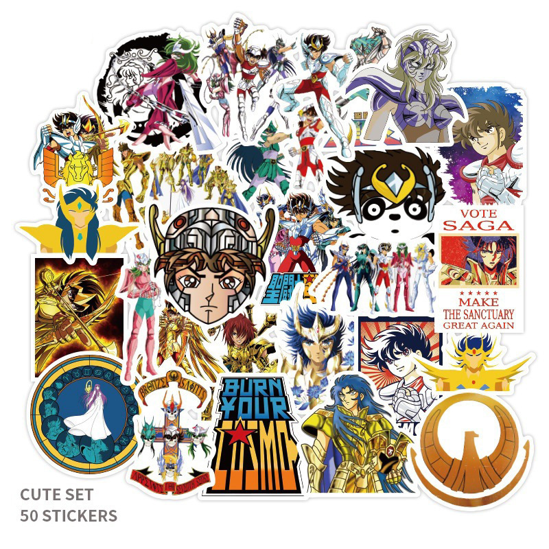 50PCS japanese Saint Seiya sticker Cartoon printing removable vinal wall stickers decoration for luggage laptop