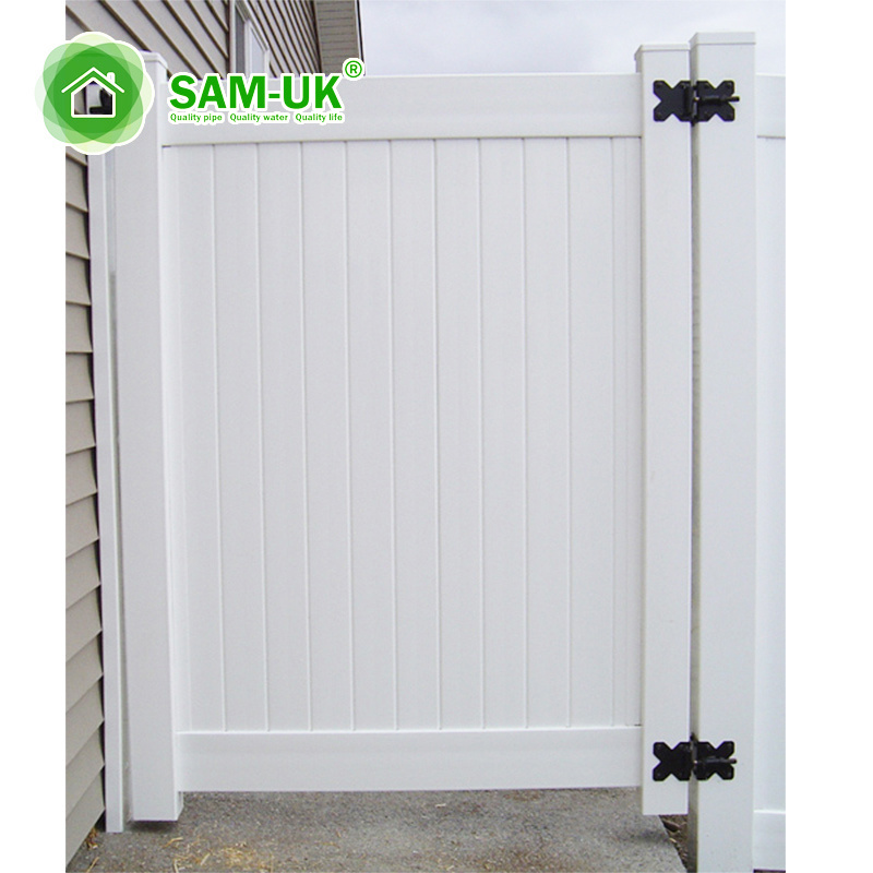 SAM-UK Hot selling UV resistant garden white plastic yard Vinyl pvc fence sliding gate