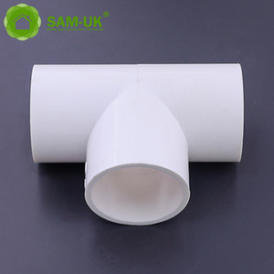 Hot sales of the factory in the season customizable plastic three ways pvc pipe fittings plastic tee gutters