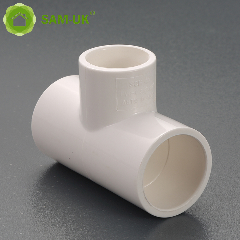 SAM-UK Factory pvc pipe plastic pipe fittings catalogue 3 way connector elbow tee reducer pipe fitting