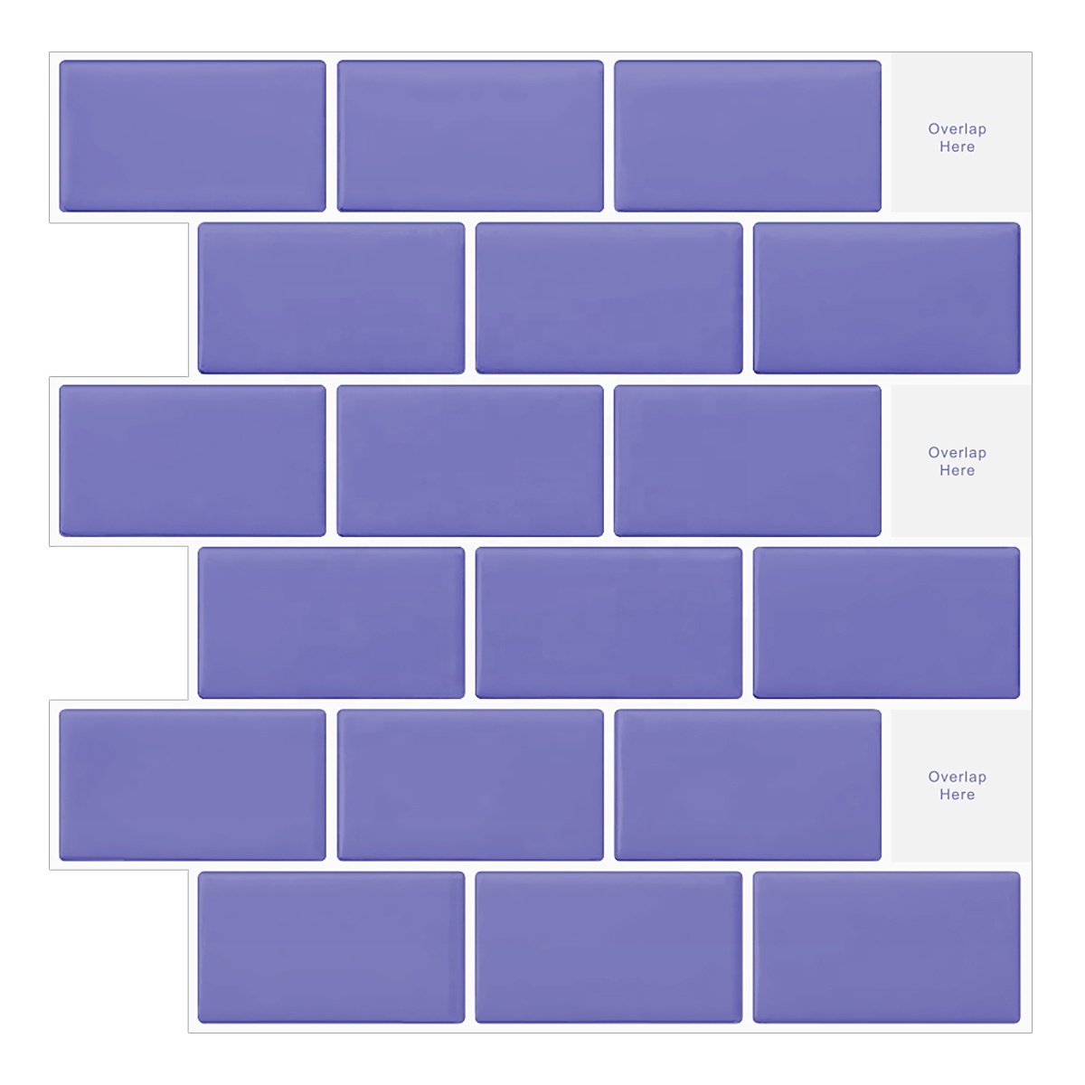 Home decor peel and stick purple sunbway vinyl wall tile  decoration backsplash kitchen bathroom