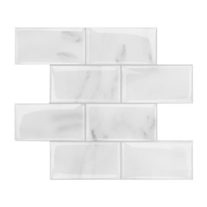 Vivid Tiles 2.5 mm thickness subway marble effect wall tiles self adhesive tile peel and stick backsplash for bathroom