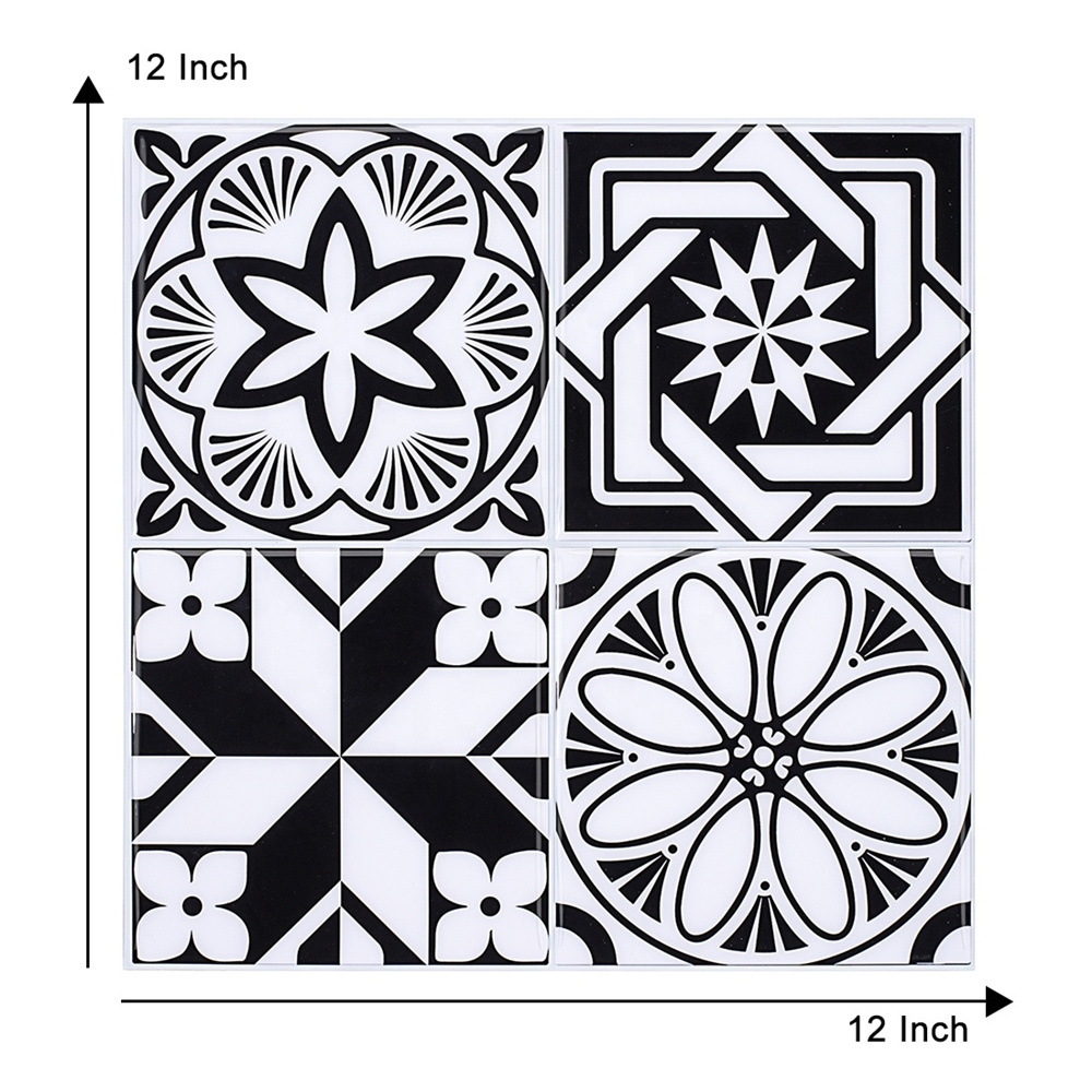 New stick and peel mosaic wallpaper bathroom Moroccan design black and white self adhesive 3d foam panel wallstickers