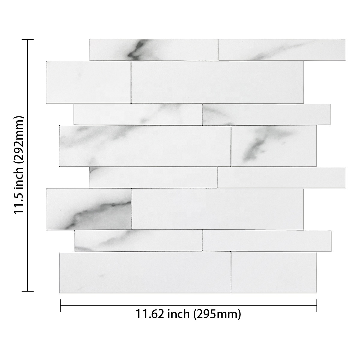 Home Wall Decoration White Marble PVC Wall Tiles for Kitchen Backsplash, Bathroom Decor, Water and Oil Resistant.