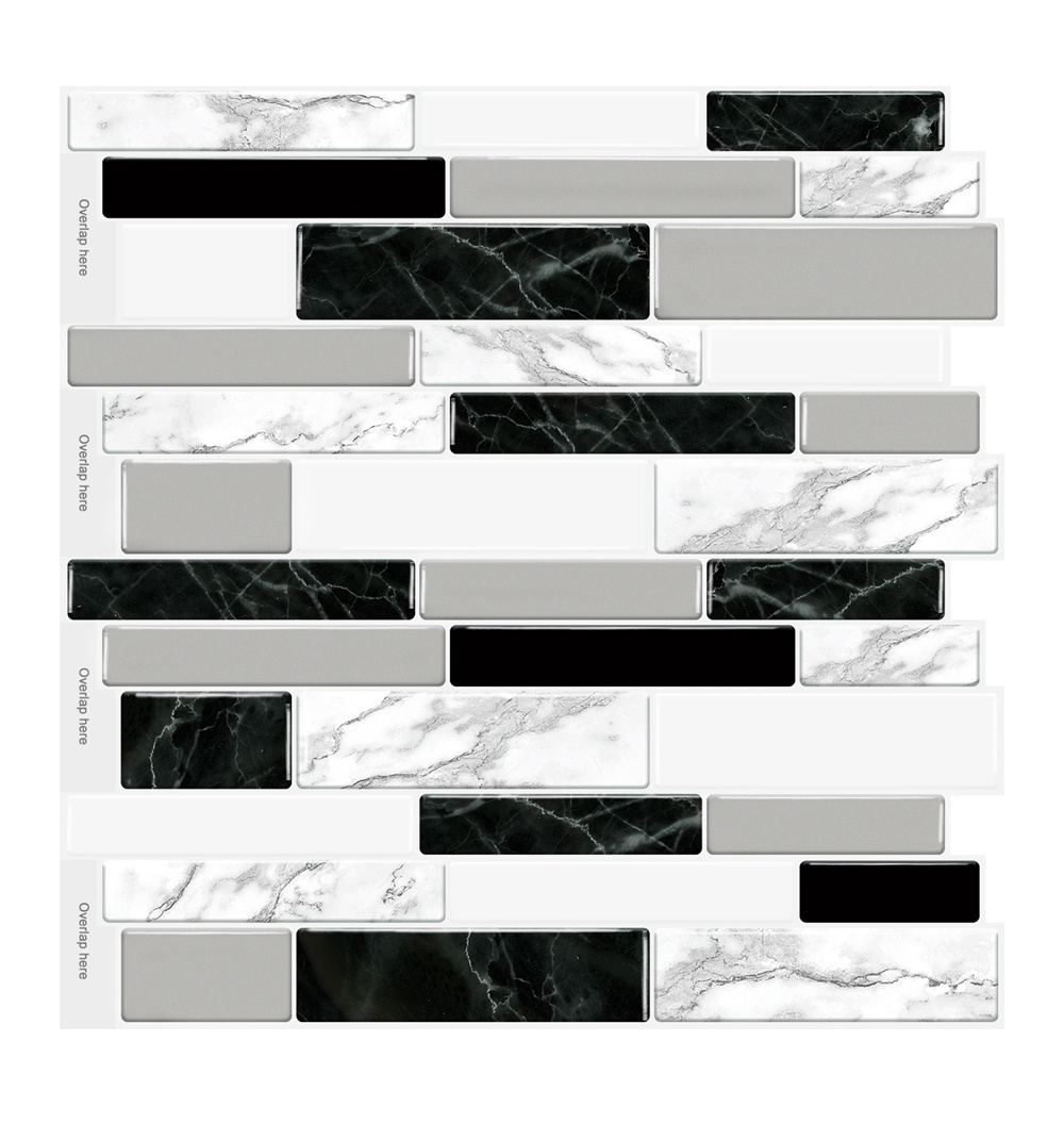 hottst design self adhesive mosaic subway marble effect tile stickers peel and stick wall tiles for  bathroom backsplash