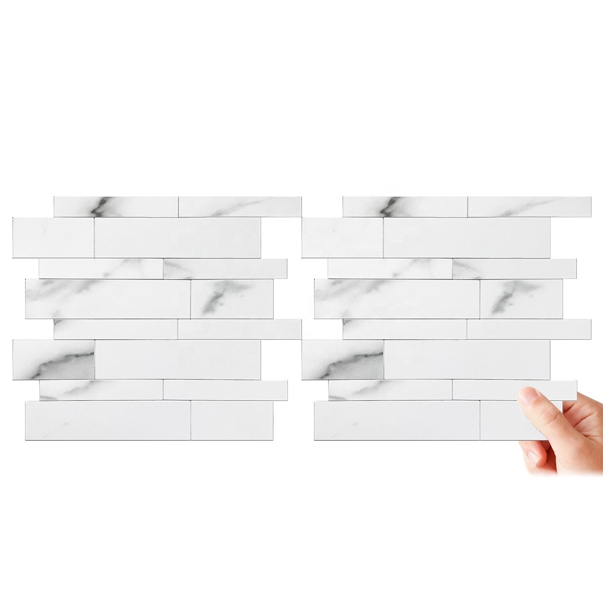 Home Wall Decoration White Marble PVC Wall Tiles for Kitchen Backsplash, Bathroom Decor, Water and Oil Resistant.