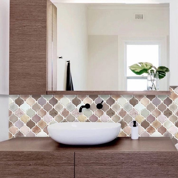 Self Adhesive mosaic tile backsplash gourd design peel and stick tiles Waterproof for bathroom and kitchen