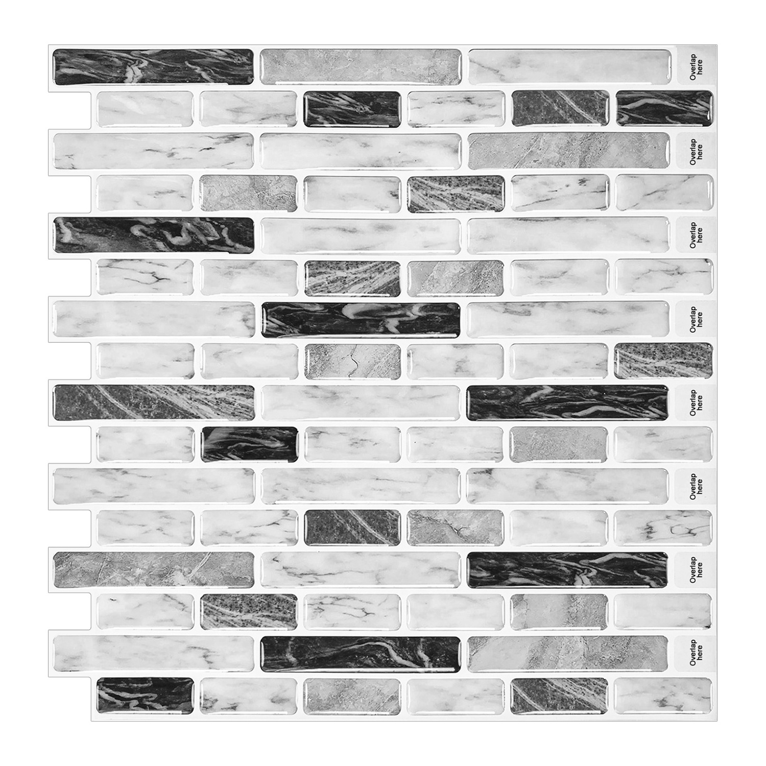 3D Peel and Stick Oblong wall tiles self adhesive moasic peel and stick backsplash tiles for kitchen and bathroom