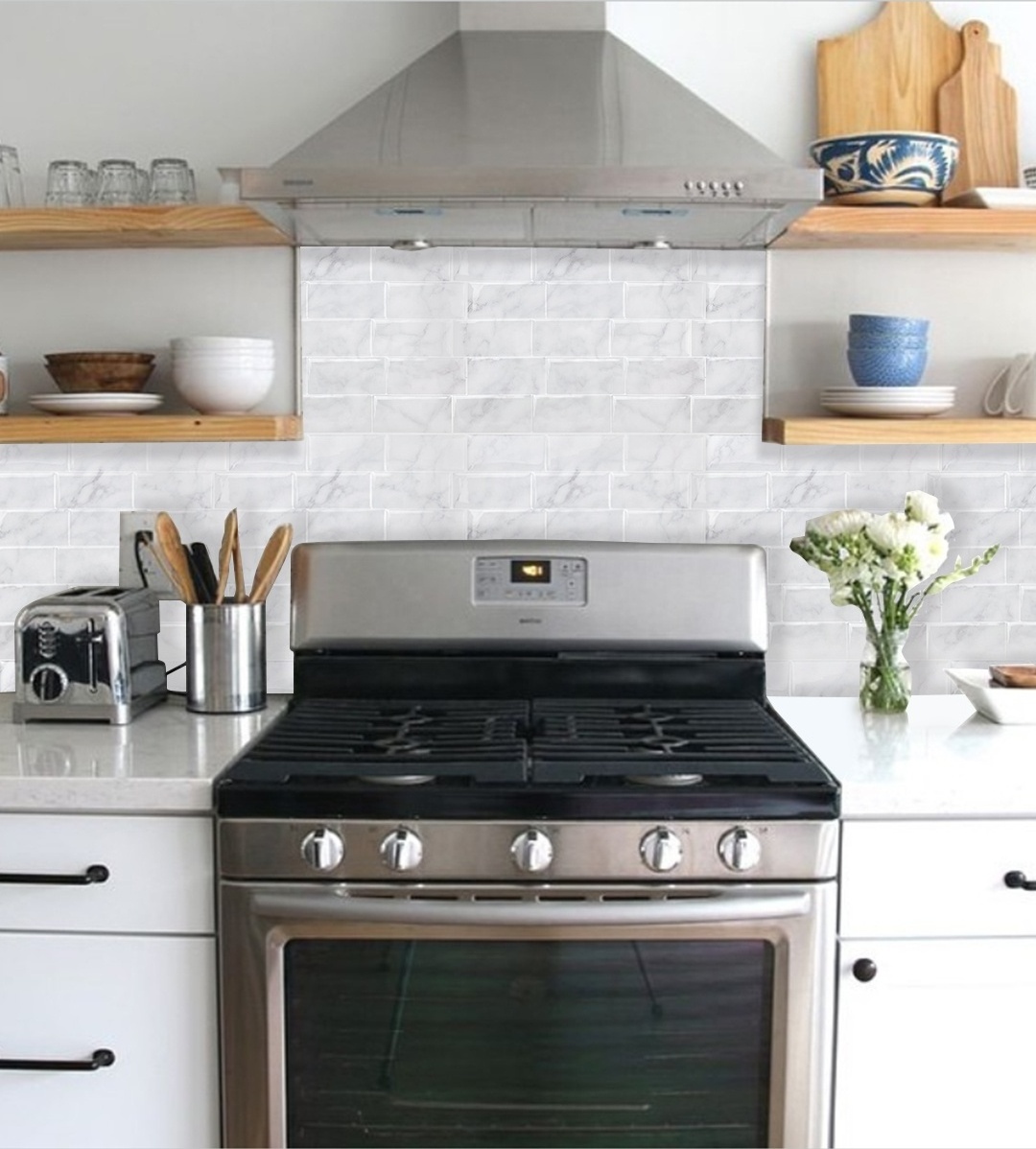 Peel and Stick Backsplash for Kitchen, Marble Tiles Stick on Backsplash