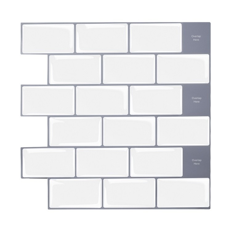 Hot Sales White Subway Design Waterproof Kitchen Bathroom Backsplash Decor Peel And Stick 3D Wall Tiles