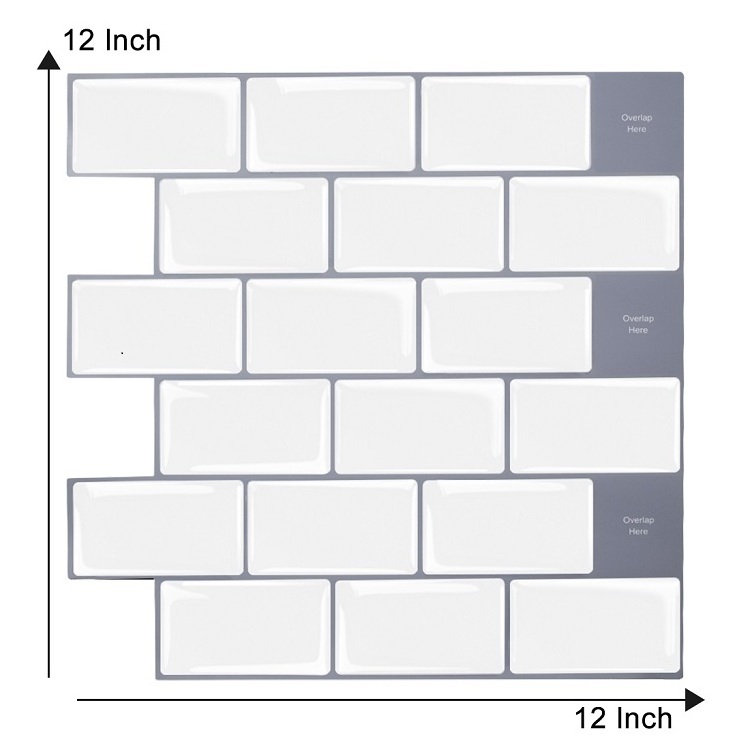 Hot Sales White Subway Design Waterproof Kitchen Bathroom Backsplash Decor Peel And Stick 3D Wall Tiles