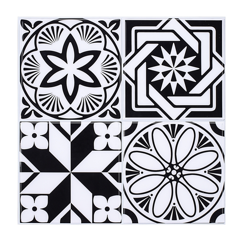 New stick and peel mosaic wallpaper bathroom Moroccan design black and white self adhesive 3d foam panel wallstickers