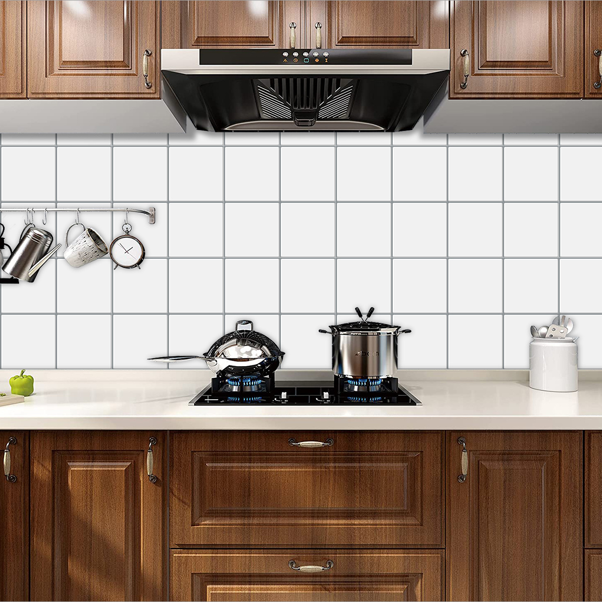 Factory Square Check Tiles Peel and Stick Vinyl Backsplash Stick on Tiles Kitchen