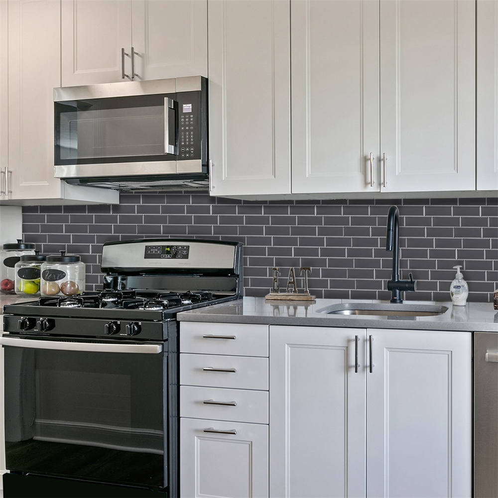 Peel and Stick Backsplash Grey Subway Tile Stick on Backsplash for Kitchen