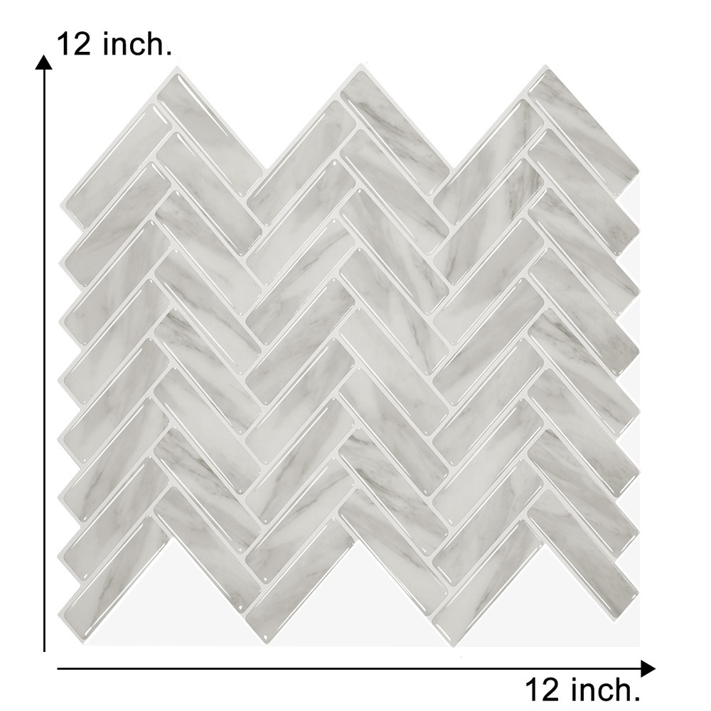 Peel and Stick Tiles Backsplash, Herringbone Adhesive Backsplash Tiles, Stick on Tiles for Kitchen & Bathroomr Design