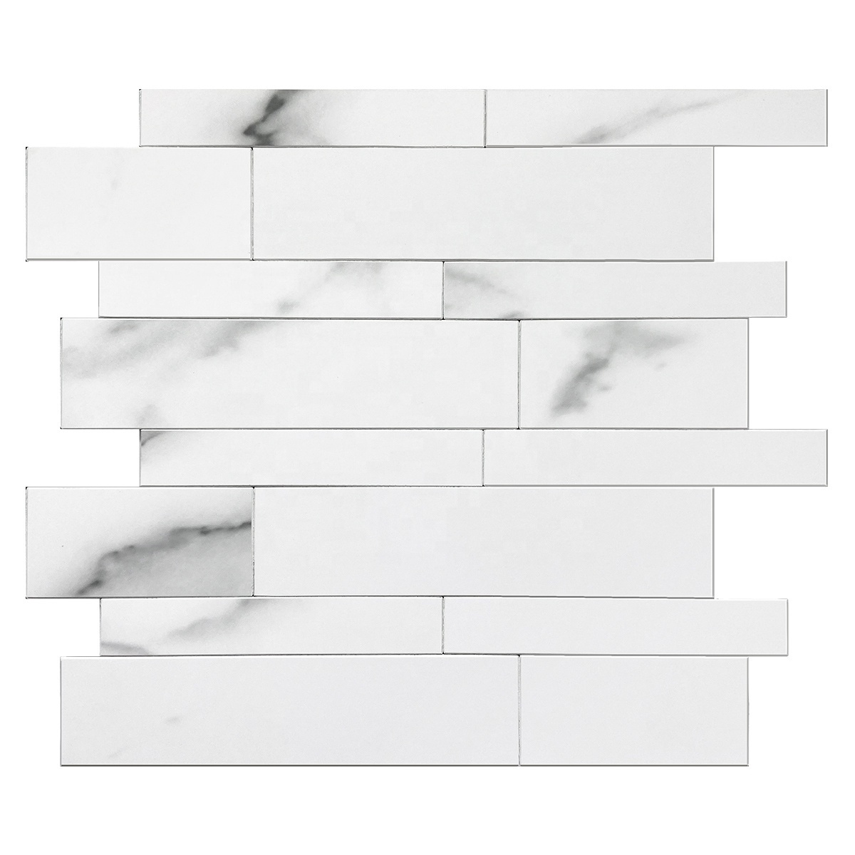 Home Wall Decoration White Marble PVC Wall Tiles for Kitchen Backsplash, Bathroom Decor, Water and Oil Resistant.