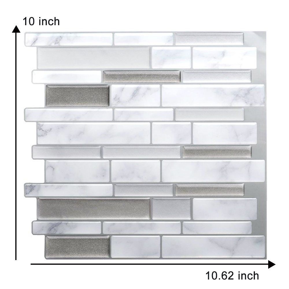 Peel and Stick Tile Backsplash Vinyl 3D Grey Striped Self Adhesive Tile Sticker for Kitchen & Bathroom