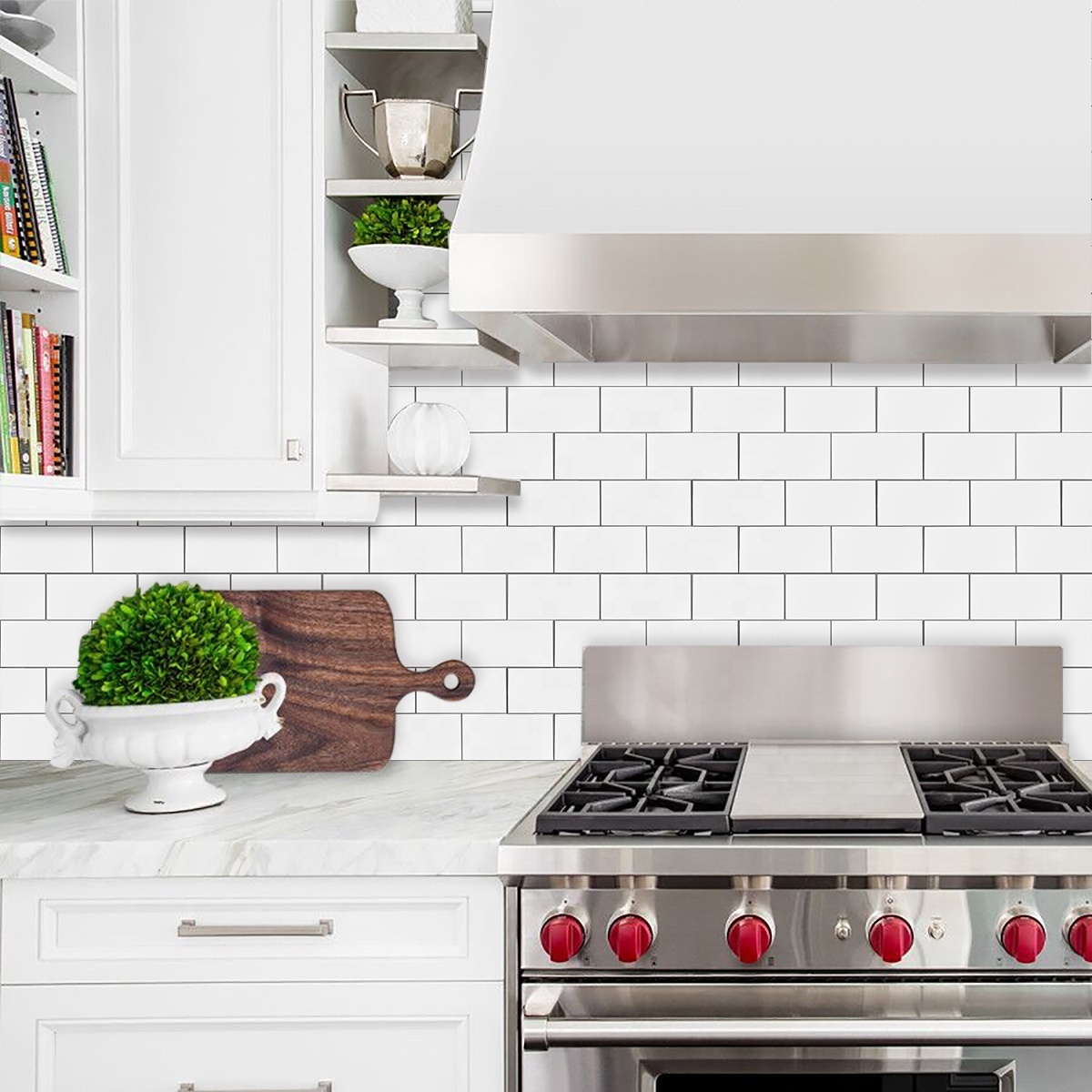 Easy DIY Backsplash Tile Peel and Stick for Kitchen Bathroom - White Subway Tile