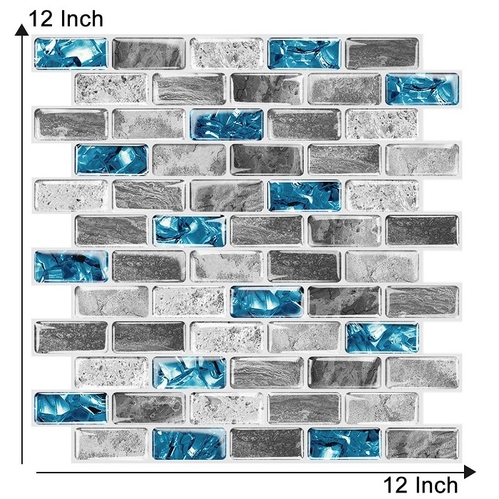 12*12 Inch mosaic subway marble stripe self adhesive wall tiles peel and stick tiles for bathroom backsplash waterproof