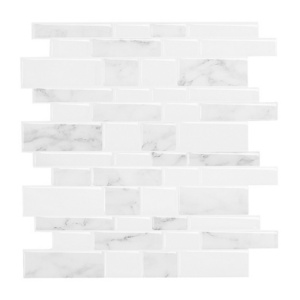 White color stripe Home Decor  Peel and Stick Lantern Mosaic Tile Kitchen Bathroom Backsplash 3D Wall Tile PU Waterproof