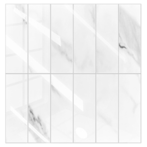 Marble Texture Peel and Stick Tile SPC Glossy Backsplash Kitchen Bathroom Easy to Peel Self adhesive Wallpaper