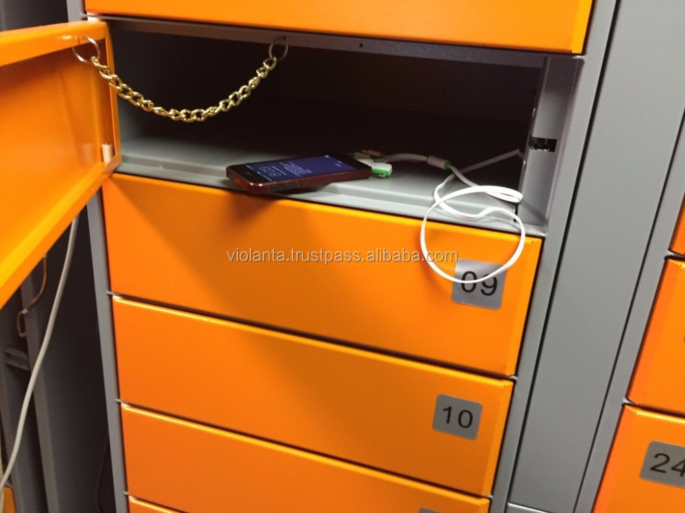 Smart electronic locker with mobile phone charging device, smart phone locker