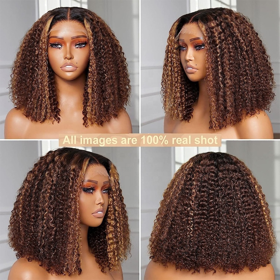 Wholesale 150% 180% Hd Lace Frontal Bob Human Hair Wigs, Virgin Hair Curly Bob Pre-plucked Lace Front Wigs For Black Women