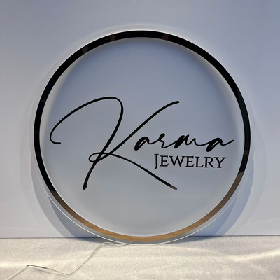 Custom Business Logo Name Sign 3D Mirror Gold Logo Neon light Signs Personalised Acrylic Logo Business Stickers Wall