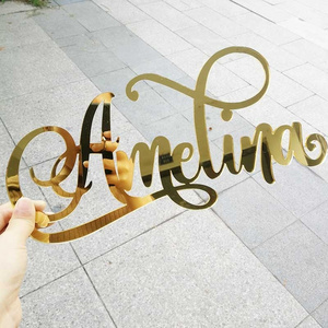 Custom wall sign decorative small mirror stainless steel metal letters decor for business name interior sign