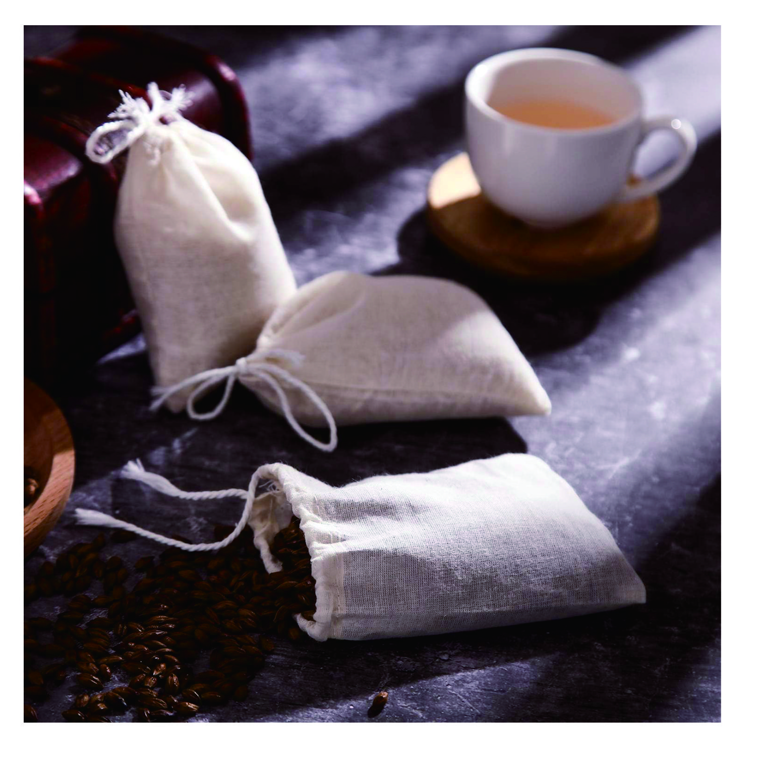 Custom drawstring empty heat seal filter  tea bag