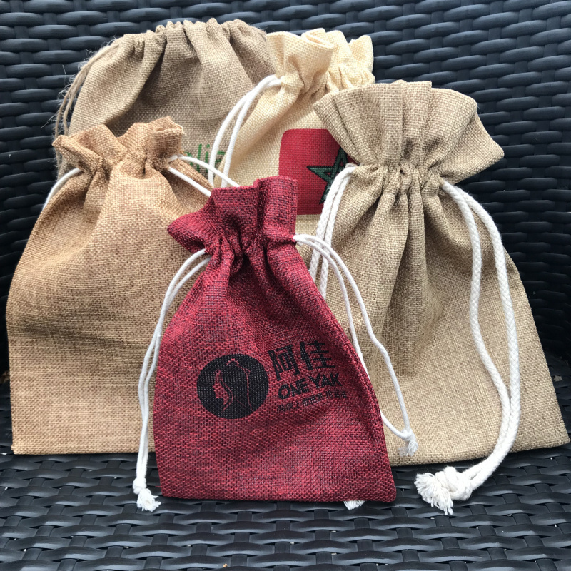 Personalised small hemp  bags for gifts with custom logo