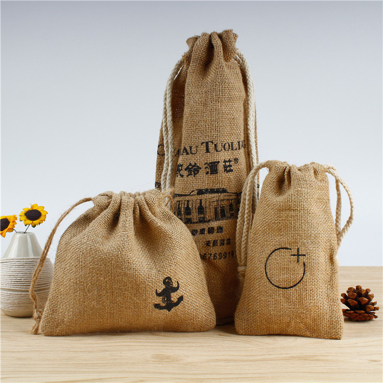 Personalised small hemp  bags for gifts with custom logo