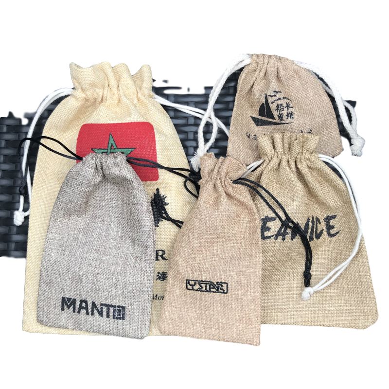 Personalised small hemp  bags for gifts with custom logo