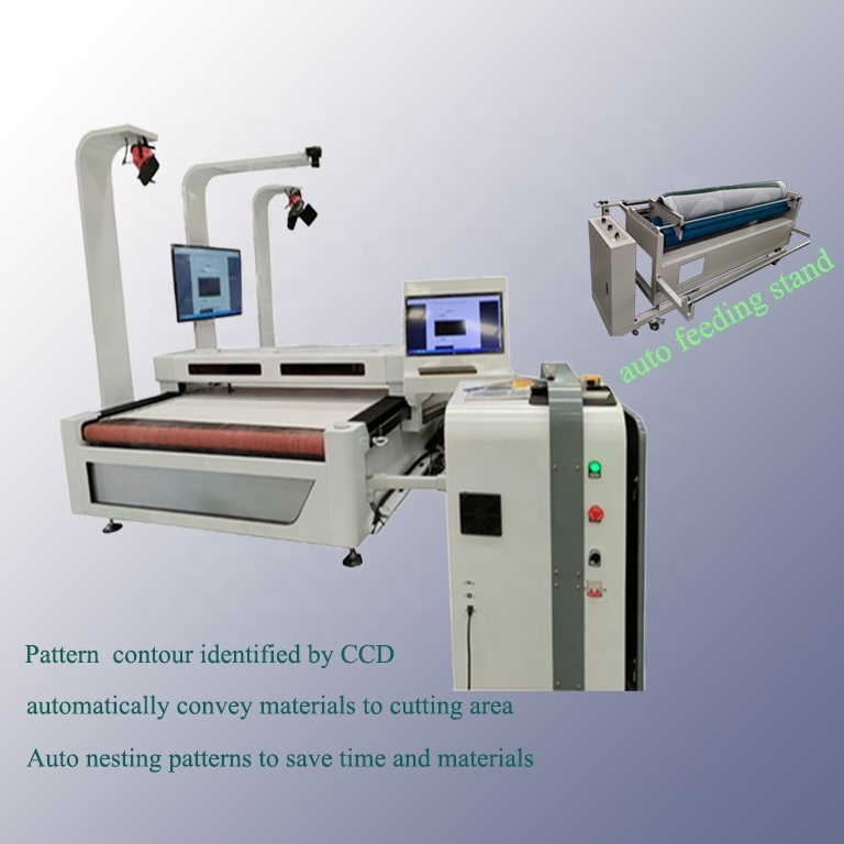 Auto nesting patterns Digital fabric plotter CCD camera 150w Co2 laser engraving cutter sportswear CNC  cutting machine